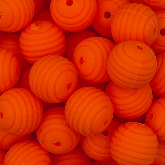 Orange Honeycomb 15mm Silicone Bead