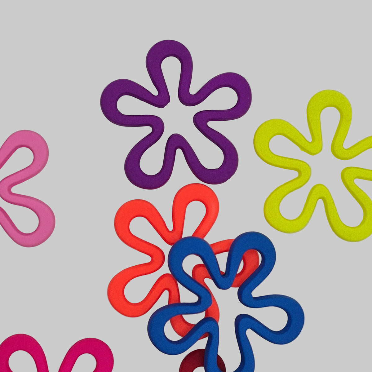 Flower Neon Matte Acrylic 37mm Bead