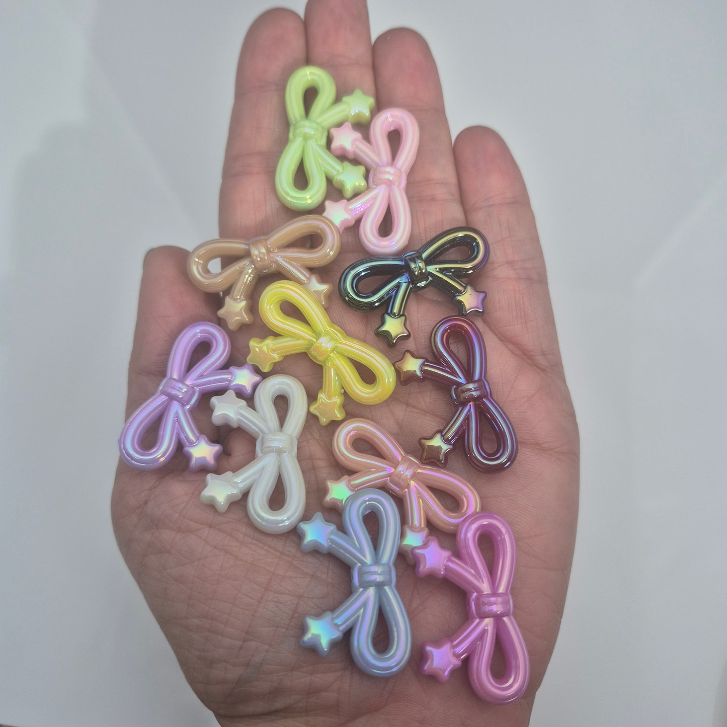 Opal Glow Acrylic Bows with Stars  - Focal