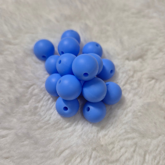 Powder Blue 12mm Solid Silicone Beads