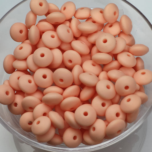 Peach Lentil 12mm*7mm Solid Silicone Beads