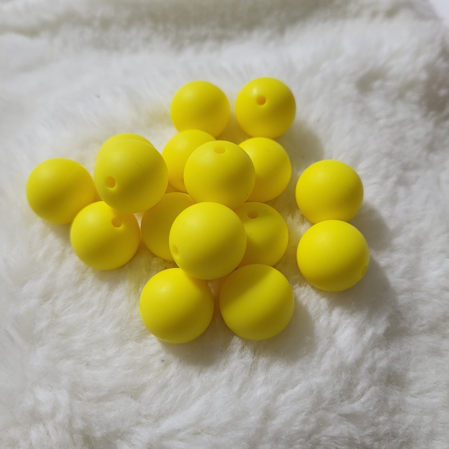 Lemon Yellow 15mm Solid Silicone Beads