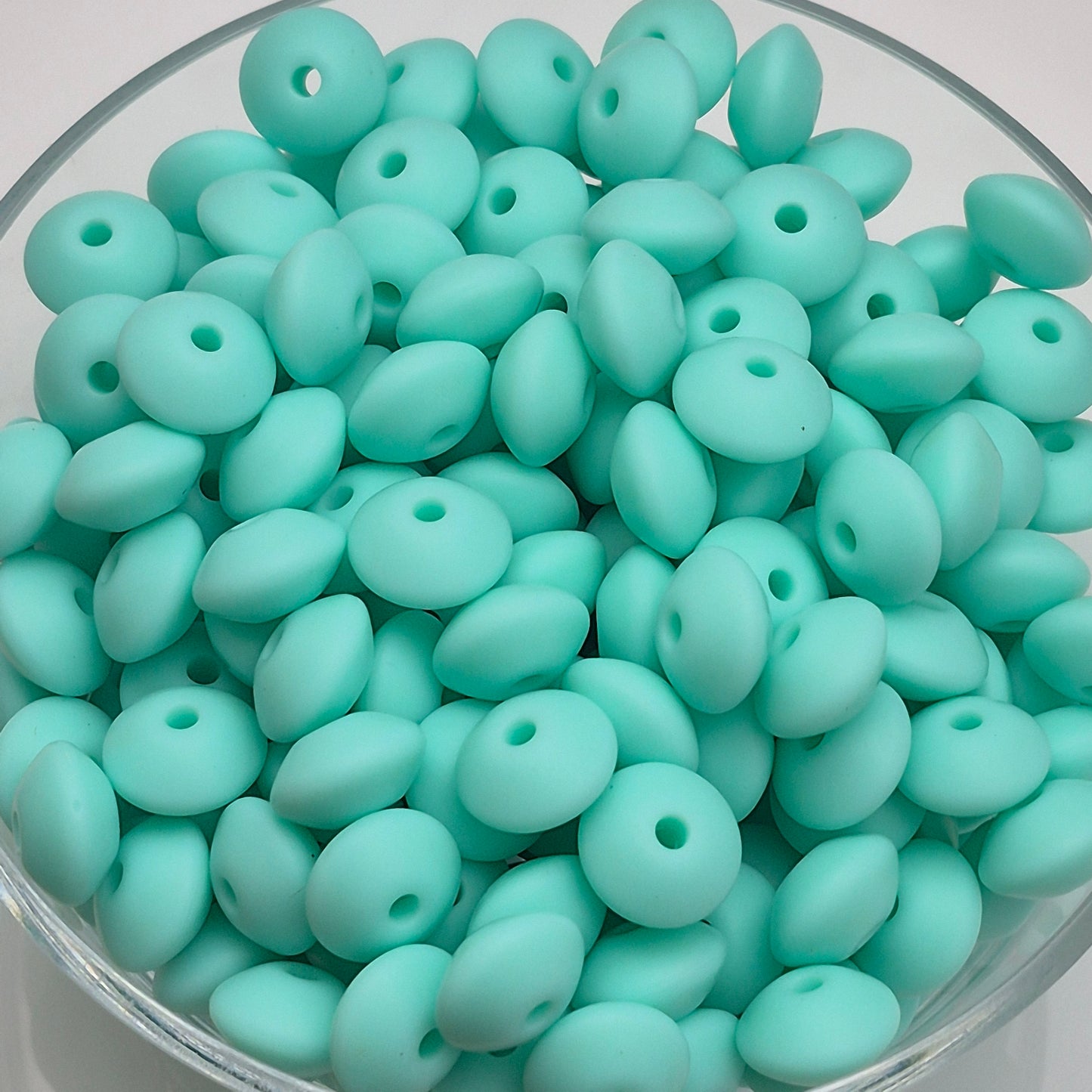 Seafoam Lentil 12mm*7mm Solid Silicone Beads