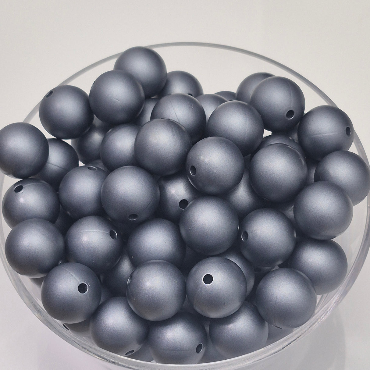 Hematite Metallic 15mm Silicone Beads