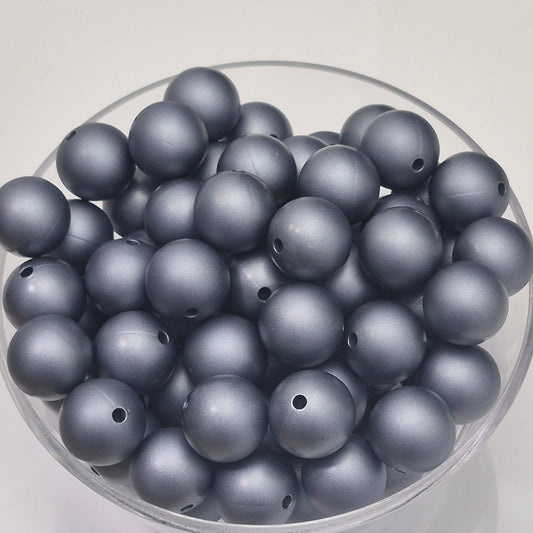 Hematite Metallic 15mm Silicone Beads