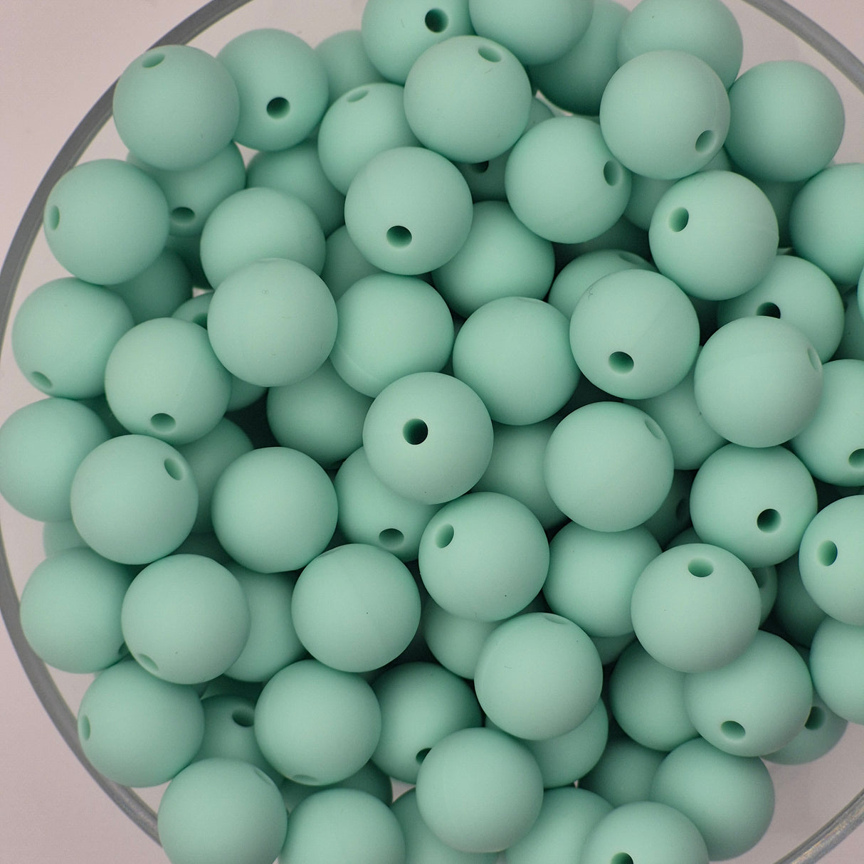 Mint 12mm Solid Silicone Beads