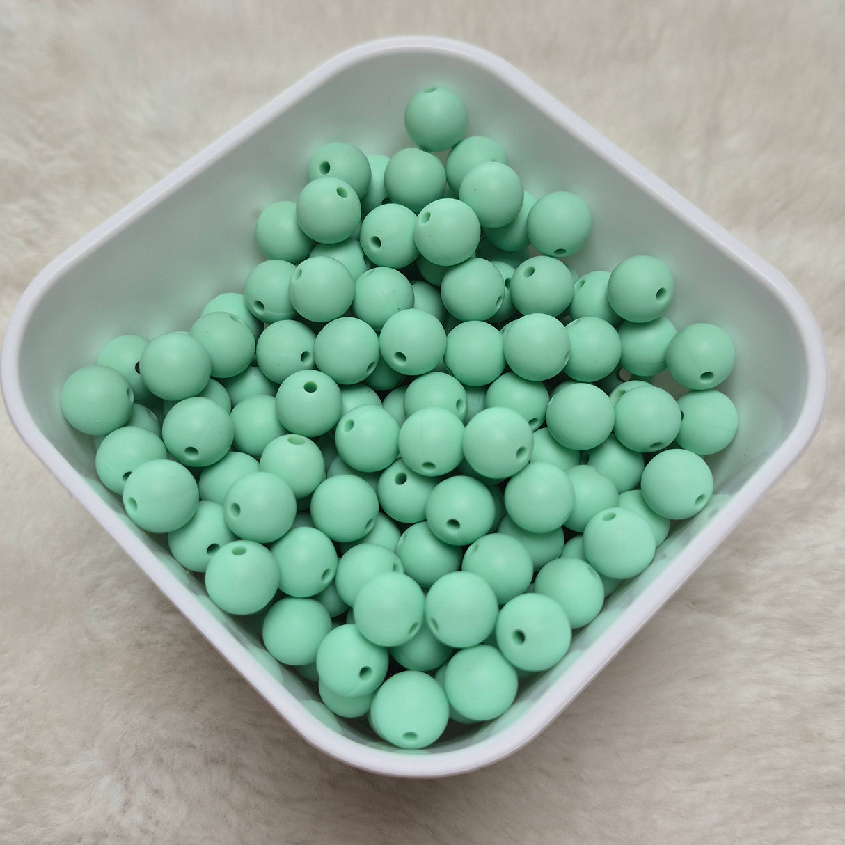 Mint 9mm Solid Silicone Beads