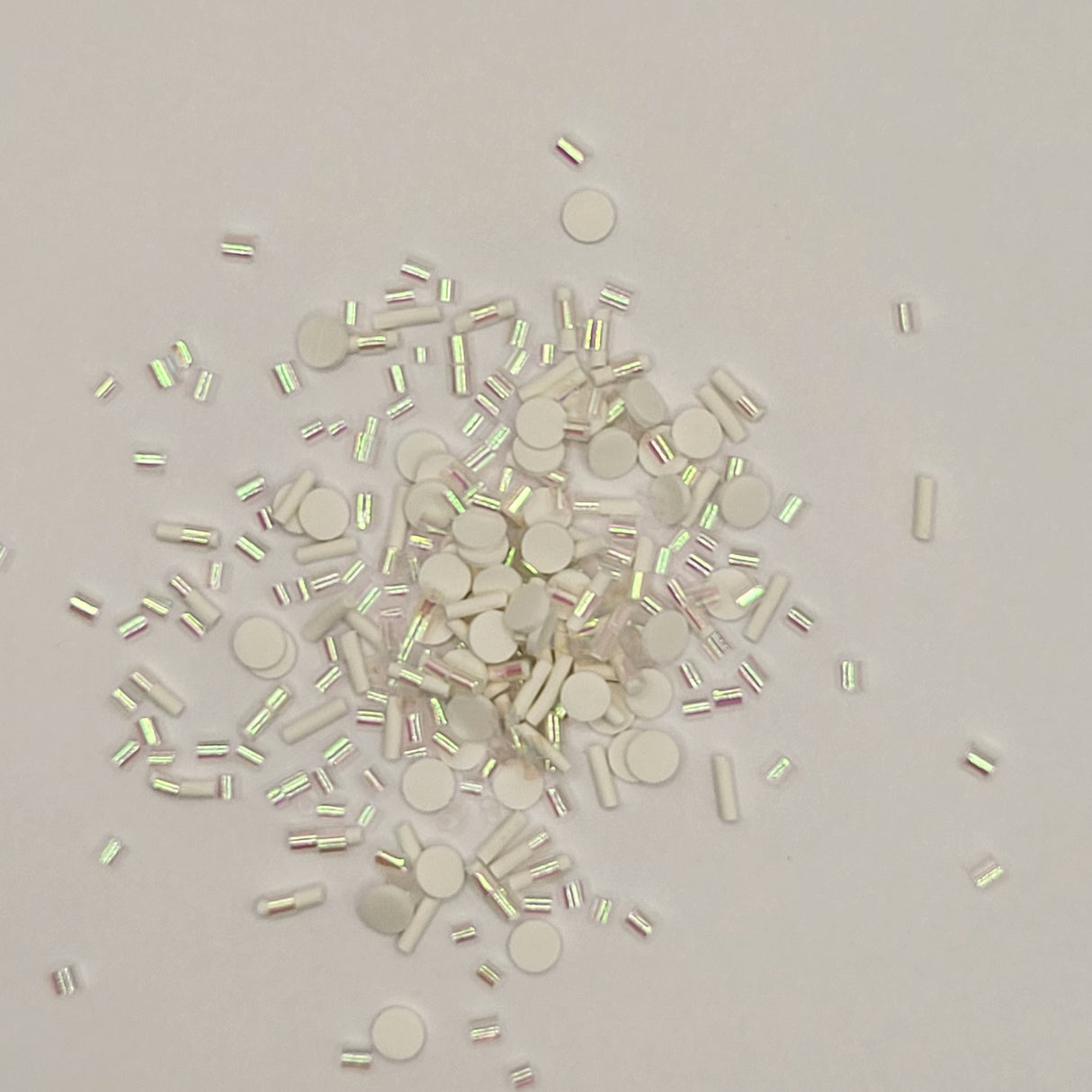White Circles & Iridescent Confetti/Faux Sprinkles (6grams)