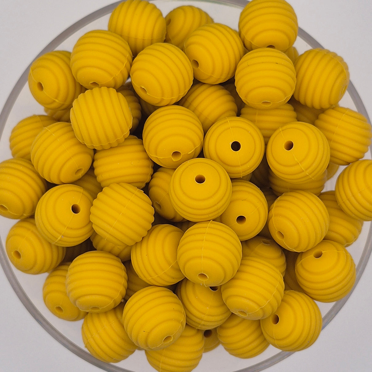 Mustard Honeycomb 15mm Silicone Bead