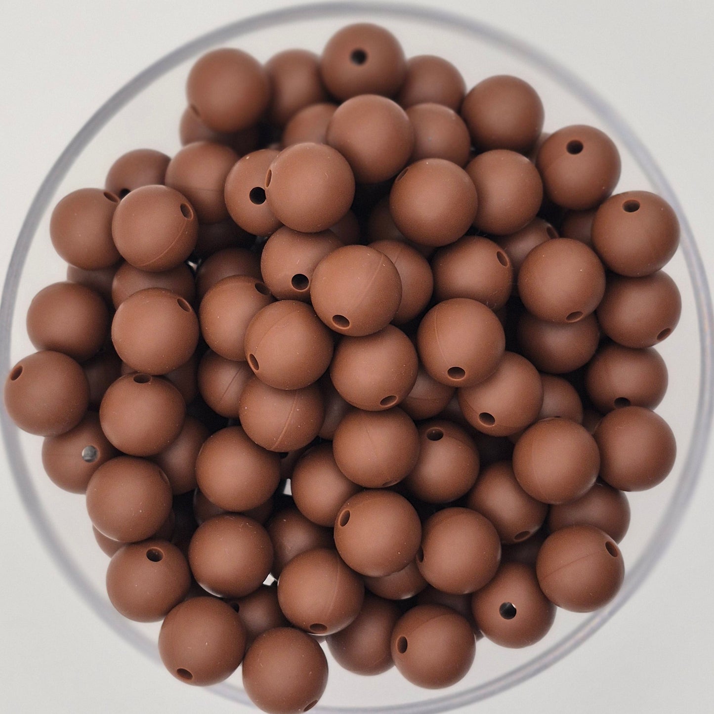 Mocha 12mm Solid Silicone Beads
