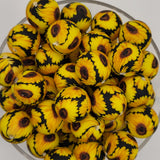 Sunflower Nights 19mm Print Silicone Bead