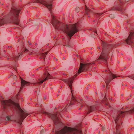 Hearts Donut Lie 15mm Silicone Bead