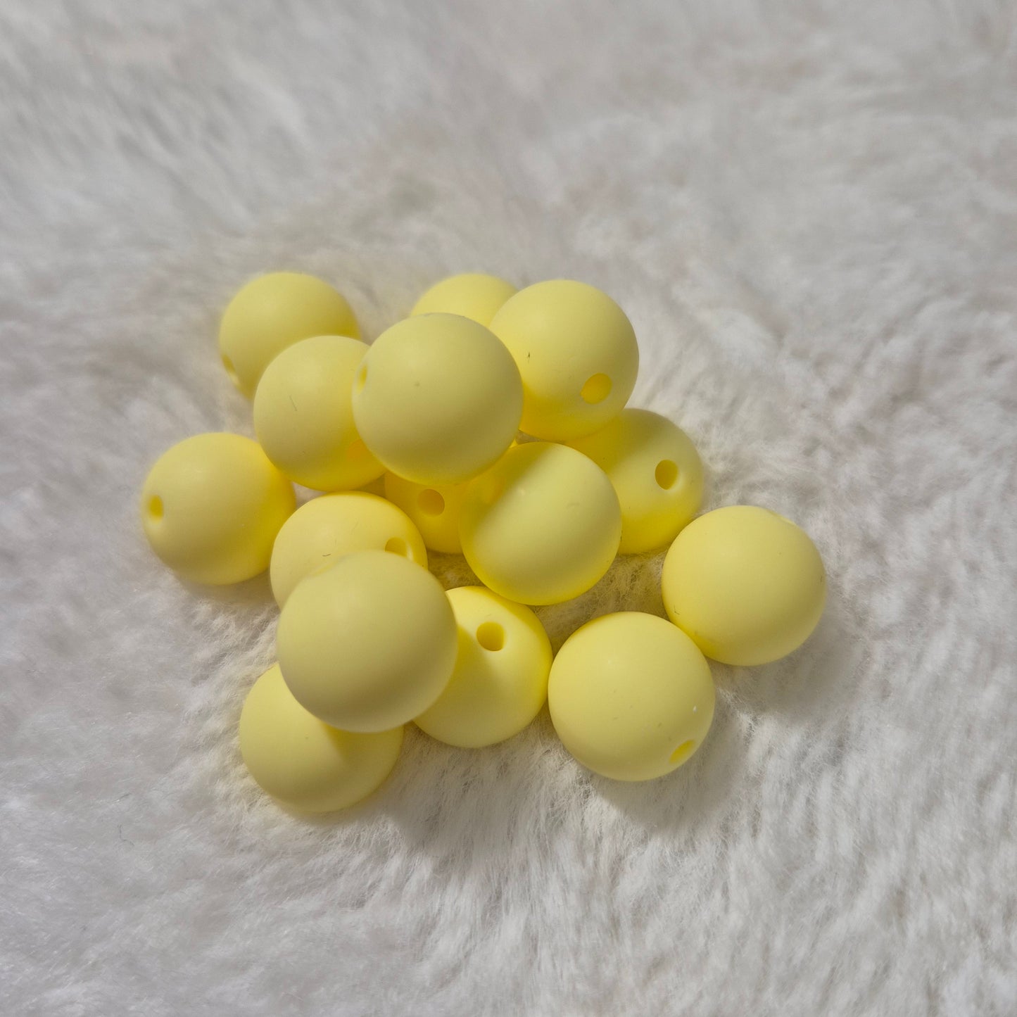 Soft Yellow 12mm Solid Silicone Beads