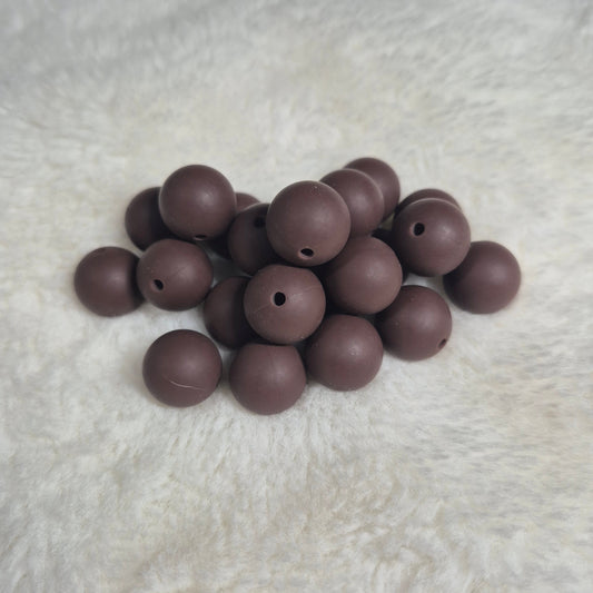 Chocolate Brown 15mm Solid Silicone Beads