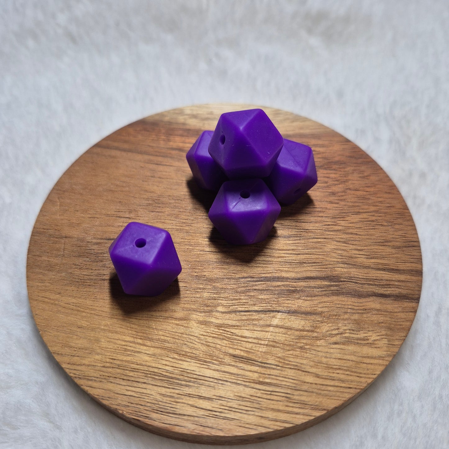 Dark Purple 14mm Hexagon Solid Silicone Beads