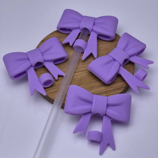 Purple Bow Straw Topper