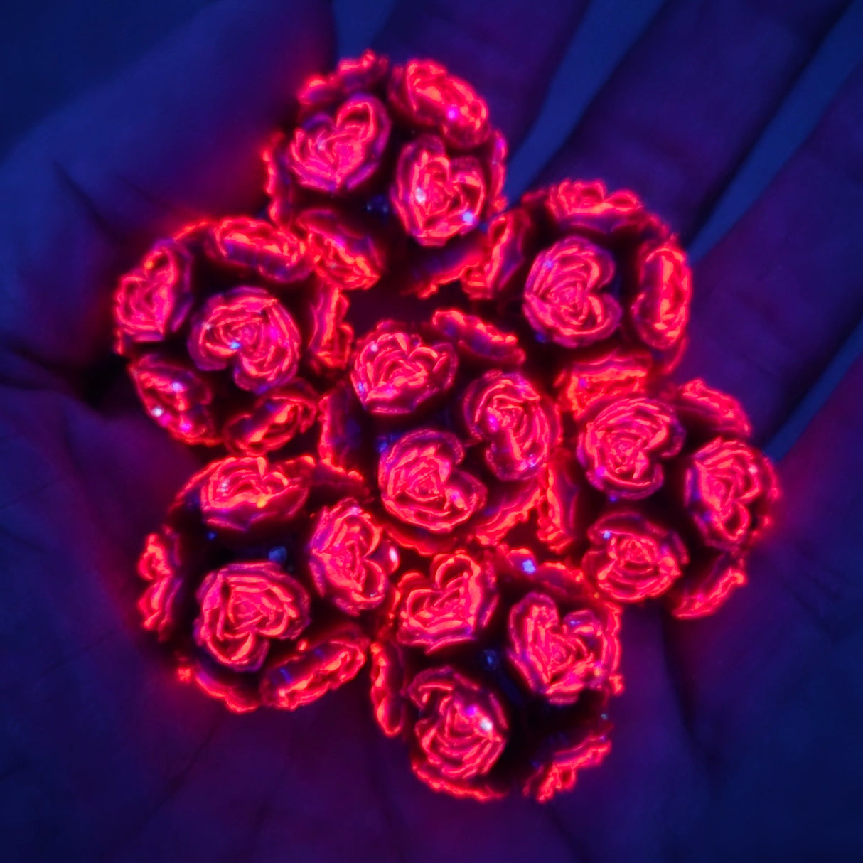 Heart Floral Glow 23mm Bead -  3d Acrylic Focal Bead