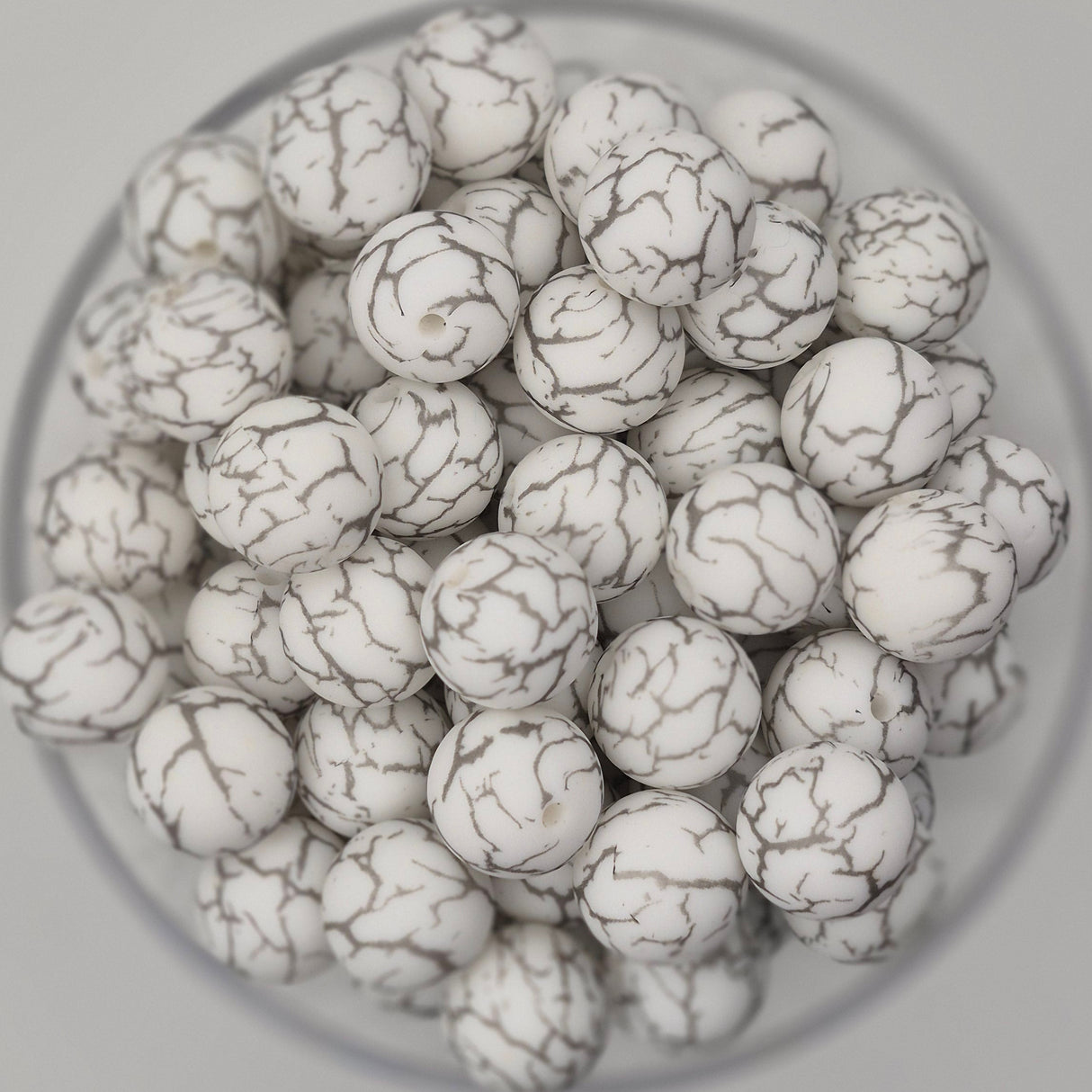 Electric White 15mm Silicone Bead