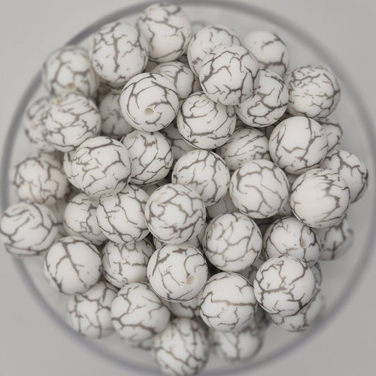 Electric White 15mm Silicone Bead