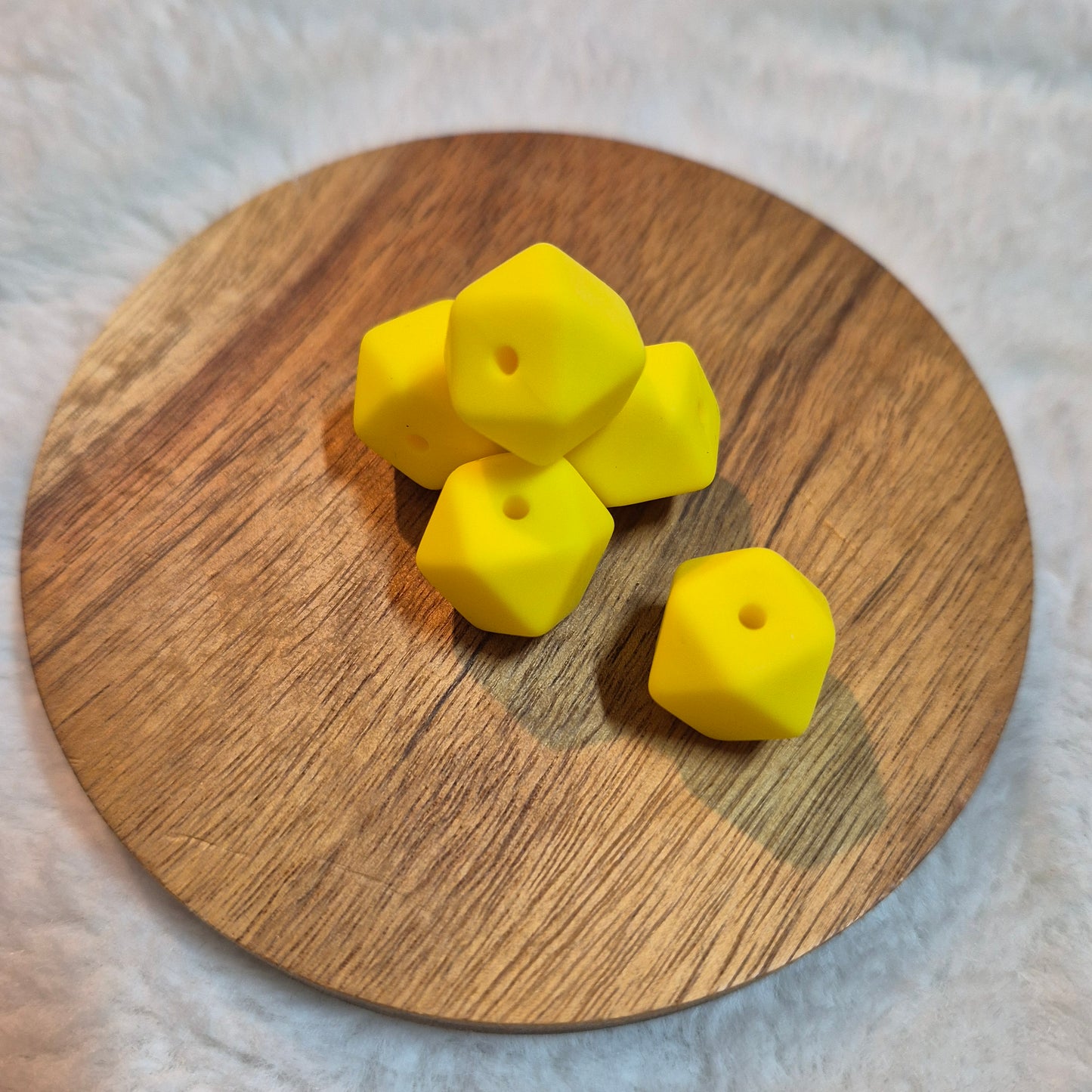 Lemon Yellow 14mm Hexagon Solid Silicone Beads