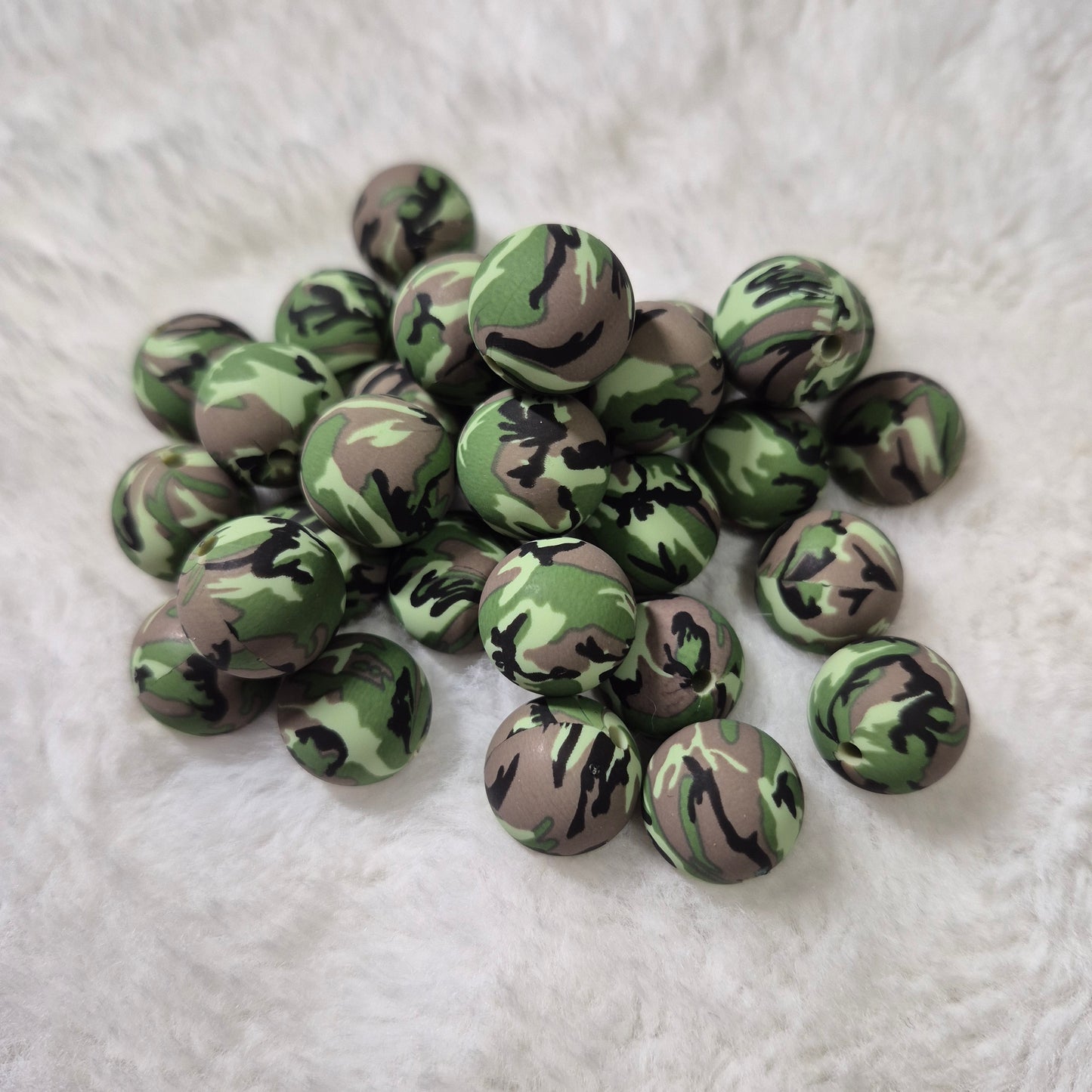 Camo Print 15mm Silicone Bead