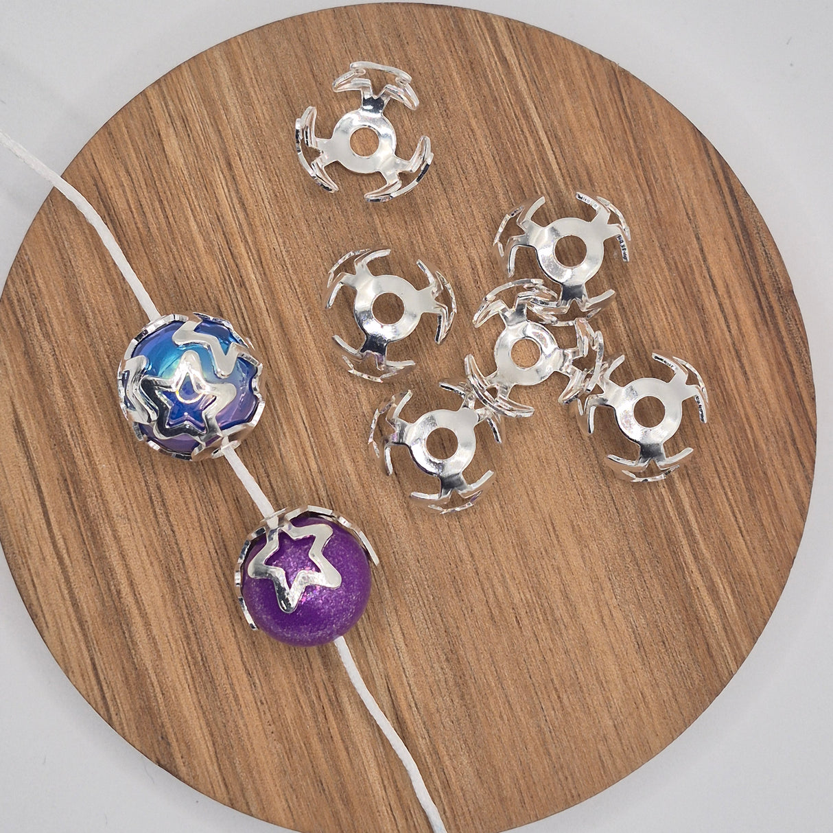 Star Metallic Bead Caps 16mm