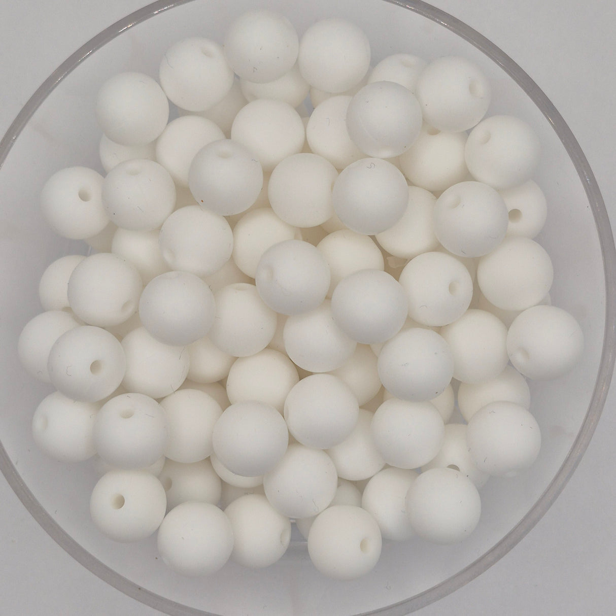 White 12mm Solid Silicone Beads