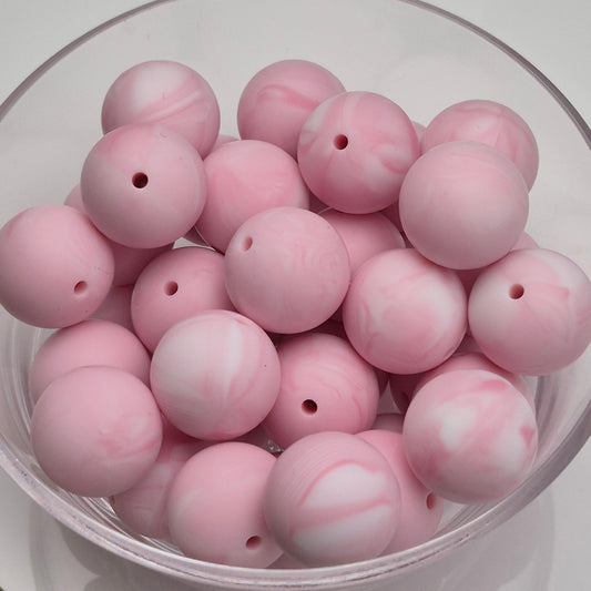 Cotton Candy Marble 19mm Solid Silicone Bead