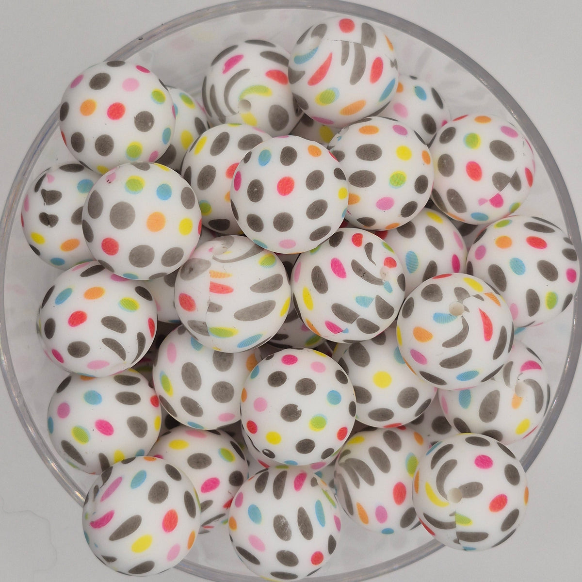 Dot Dot Dot 19mm Print Silicone Bead