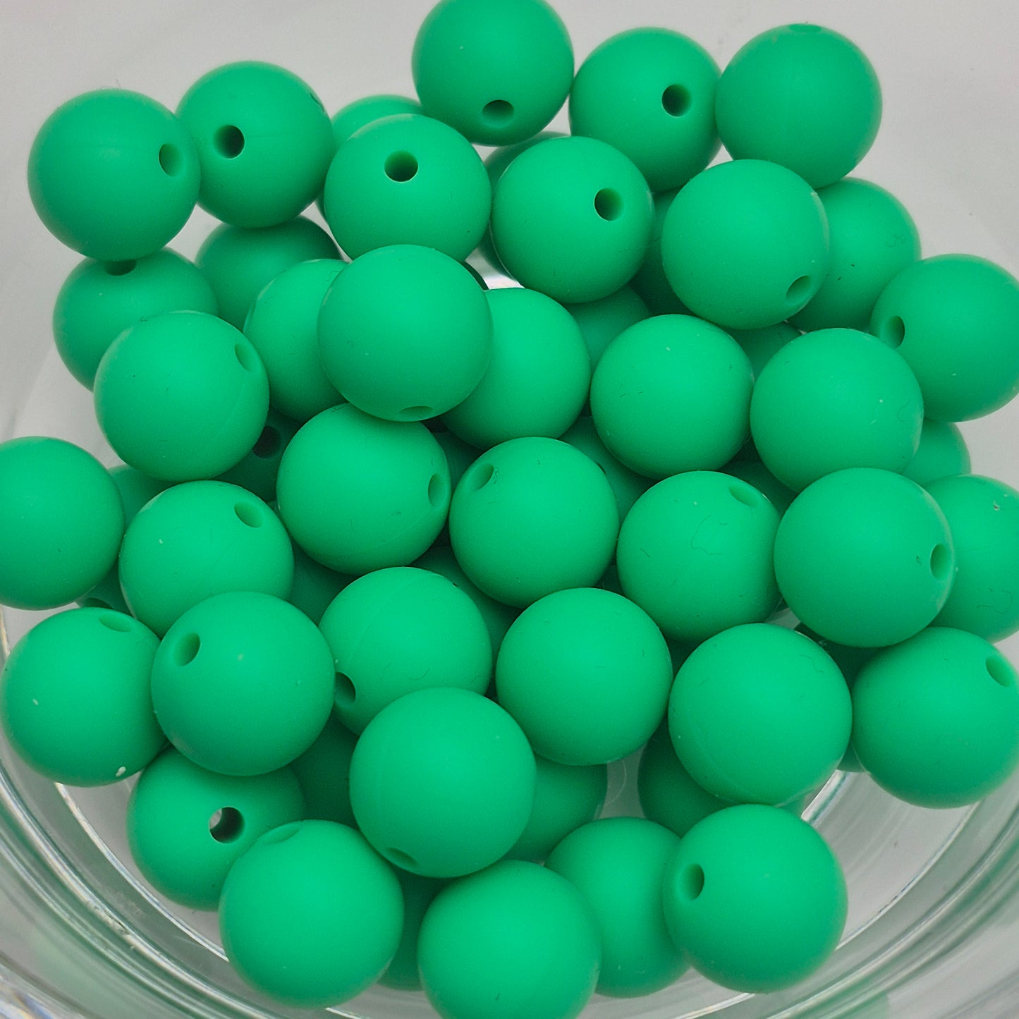 Bright Green 12mm Solid Silicone Beads