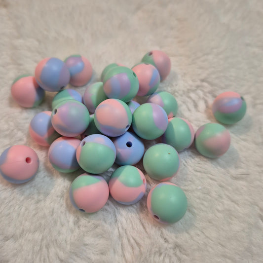 Sherbet Print 15mm Silicone Bead