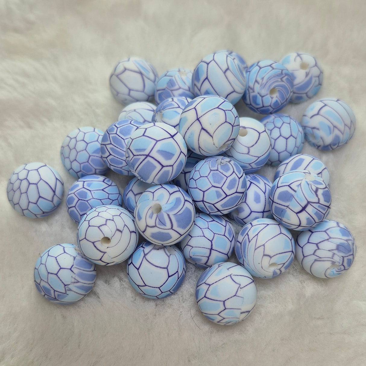 Blue Hive 15mm Silicone Print Bead