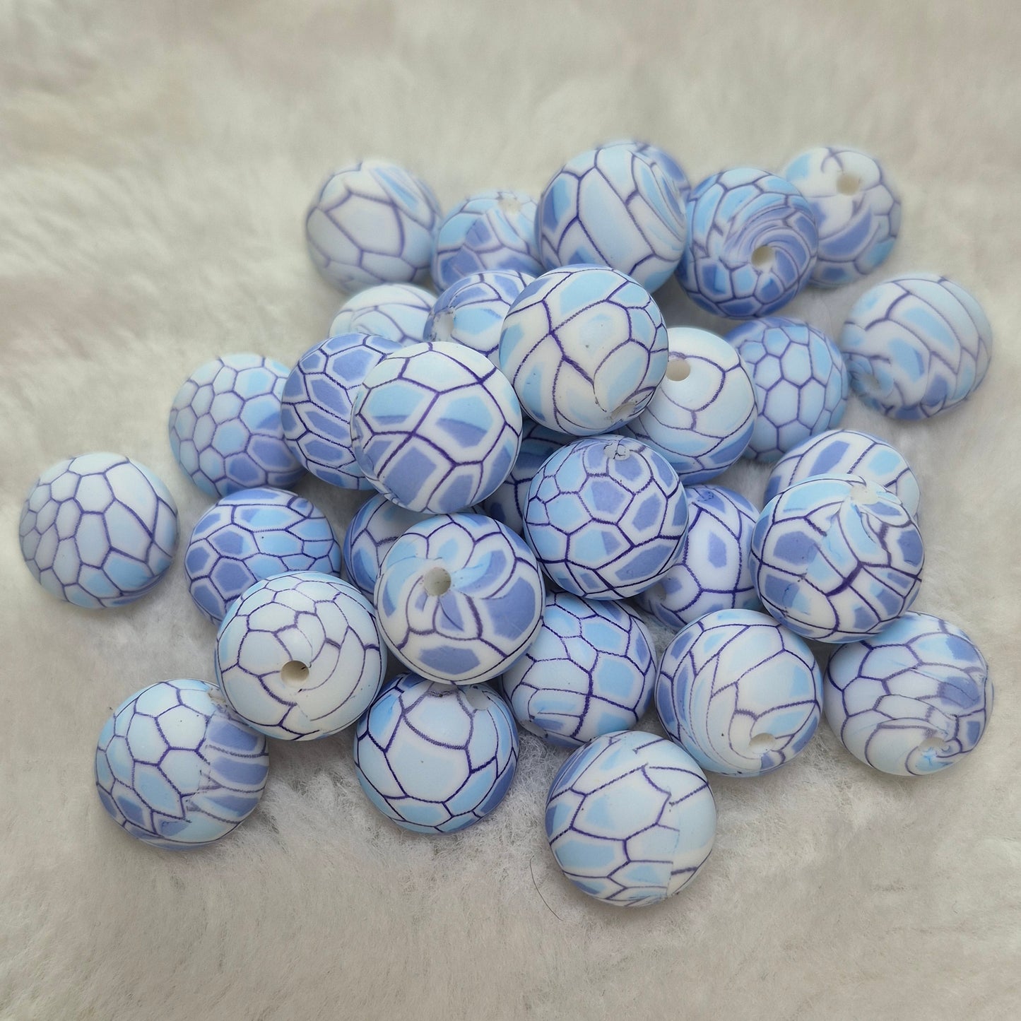 Blue Hive 15mm Silicone Print Bead