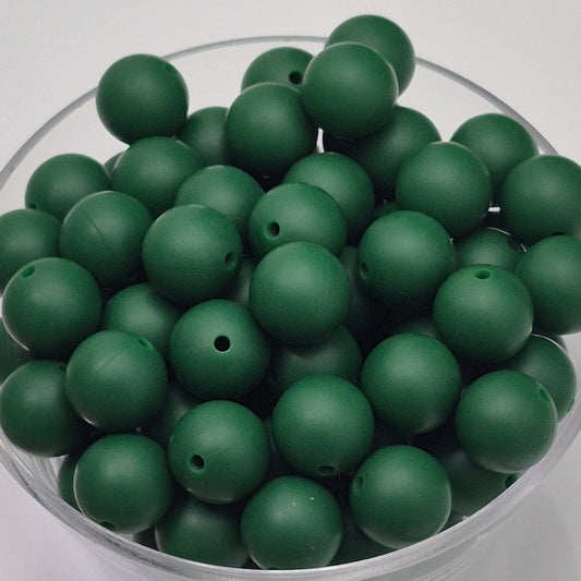 Evergreen 15mm Solid Silicone Beads