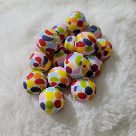 Colorful Spots 15mm Silicone Bead