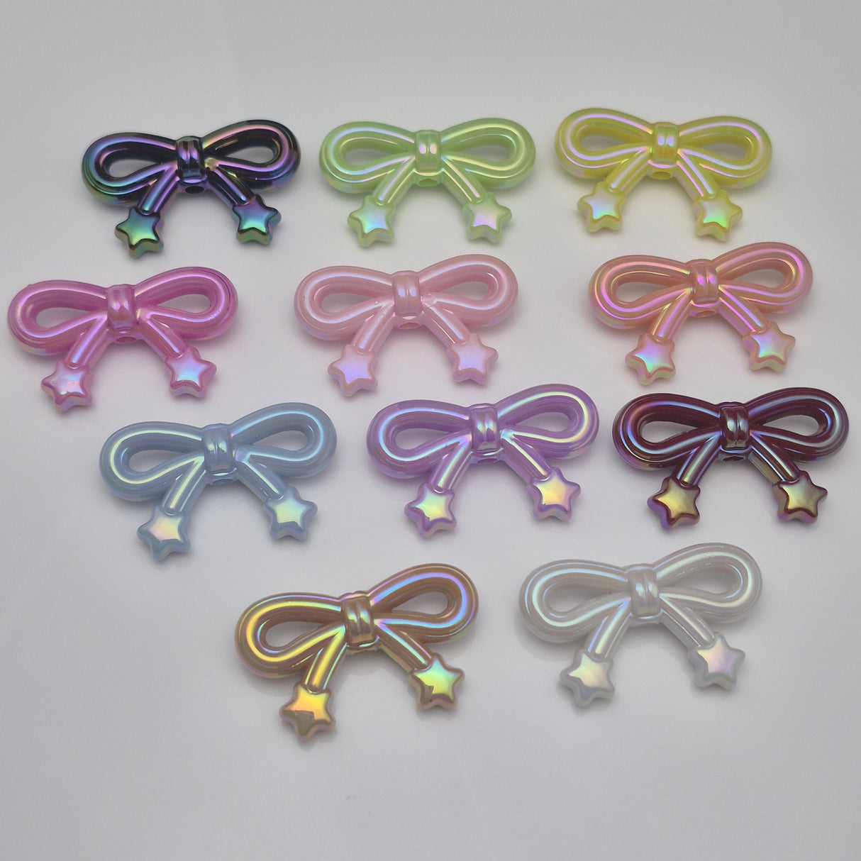 Opal Glow Acrylic Bow with Stars  - Focal