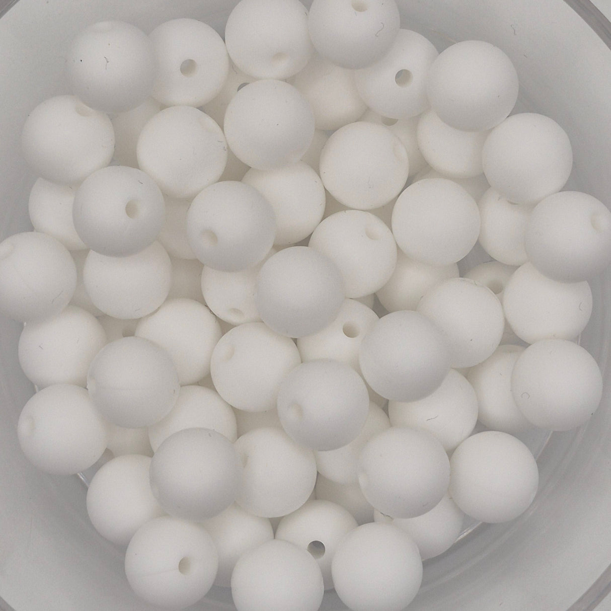 White 12mm Solid Silicone Beads