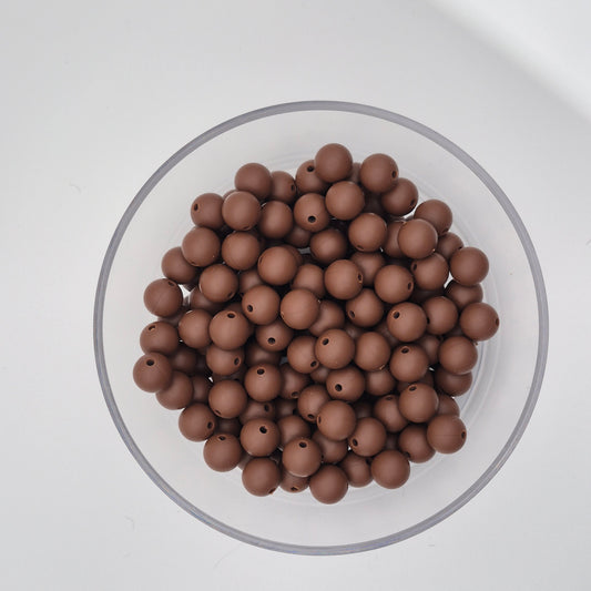 Mocha 9mm Solid Silicone Beads