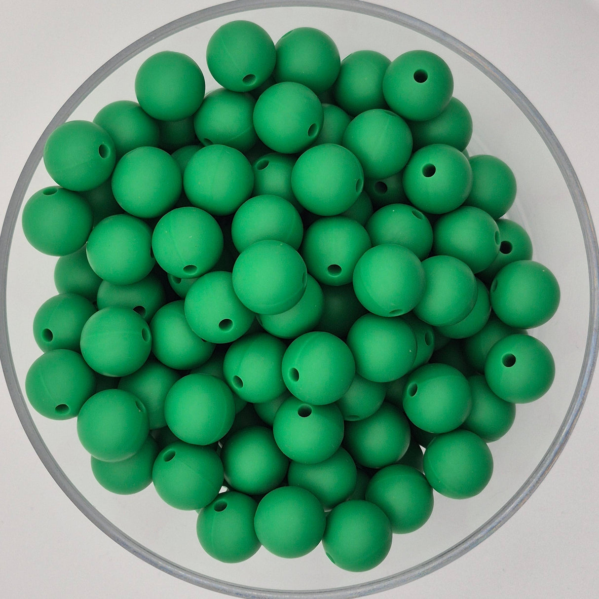 Christmas Green 12mm Solid Silicone Beads