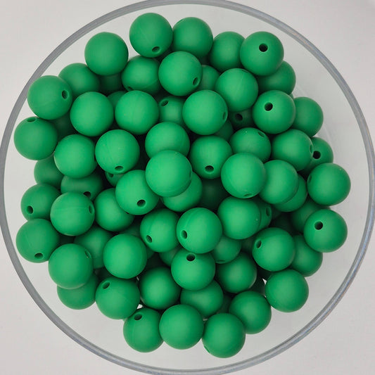 Christmas Green 12mm Solid Silicone Beads