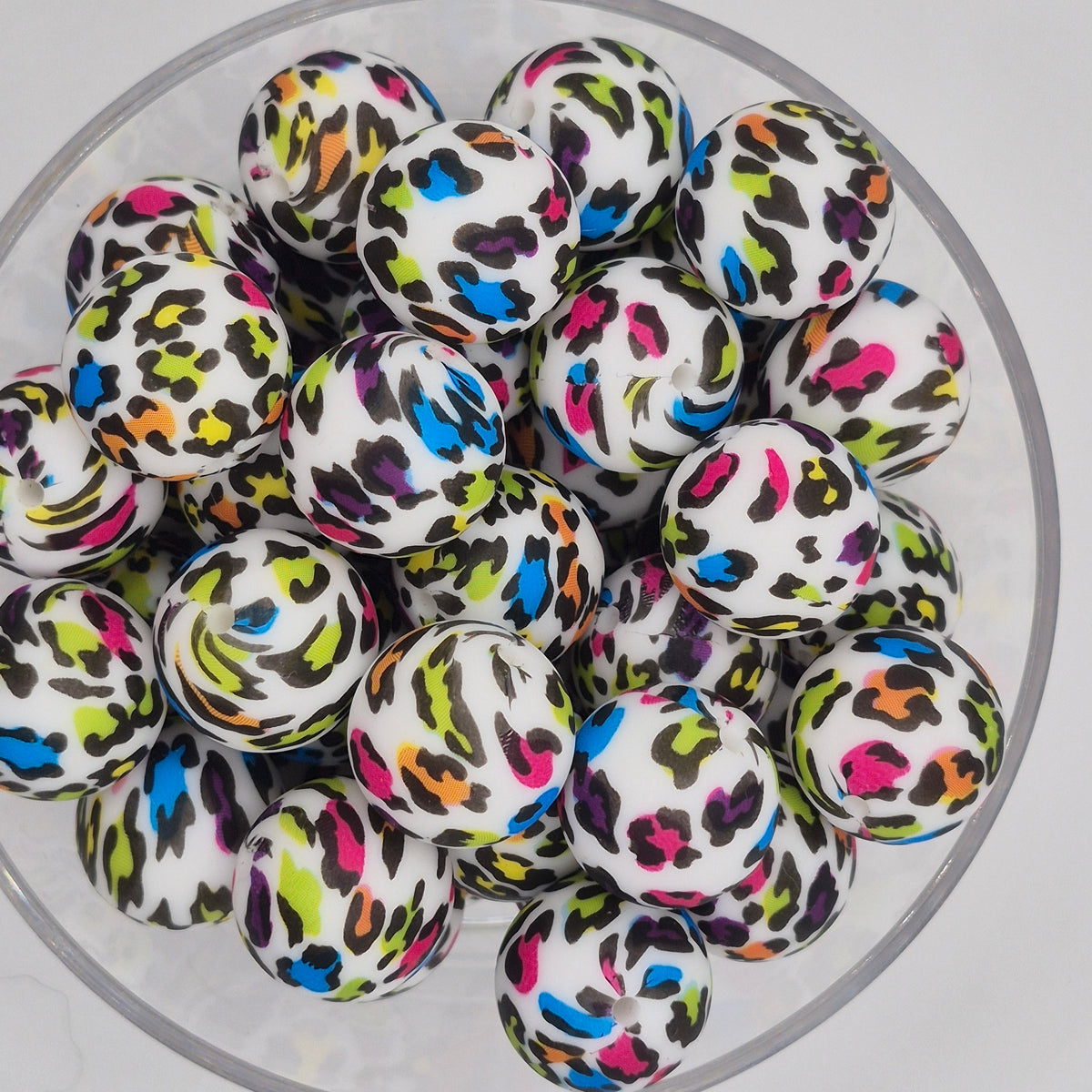 Rainbow Glam 19mm Print Silicone Bead