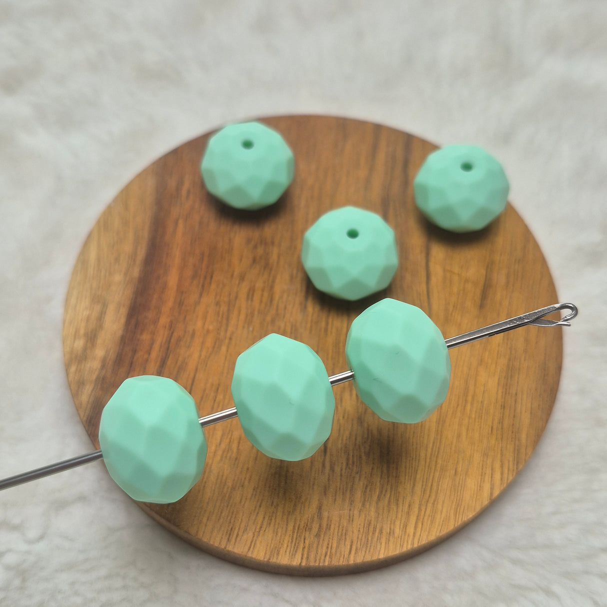 Mint Faceted Geo Silicone Beads