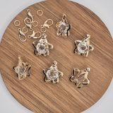 Gold Stars with Clear Center Stones Charm