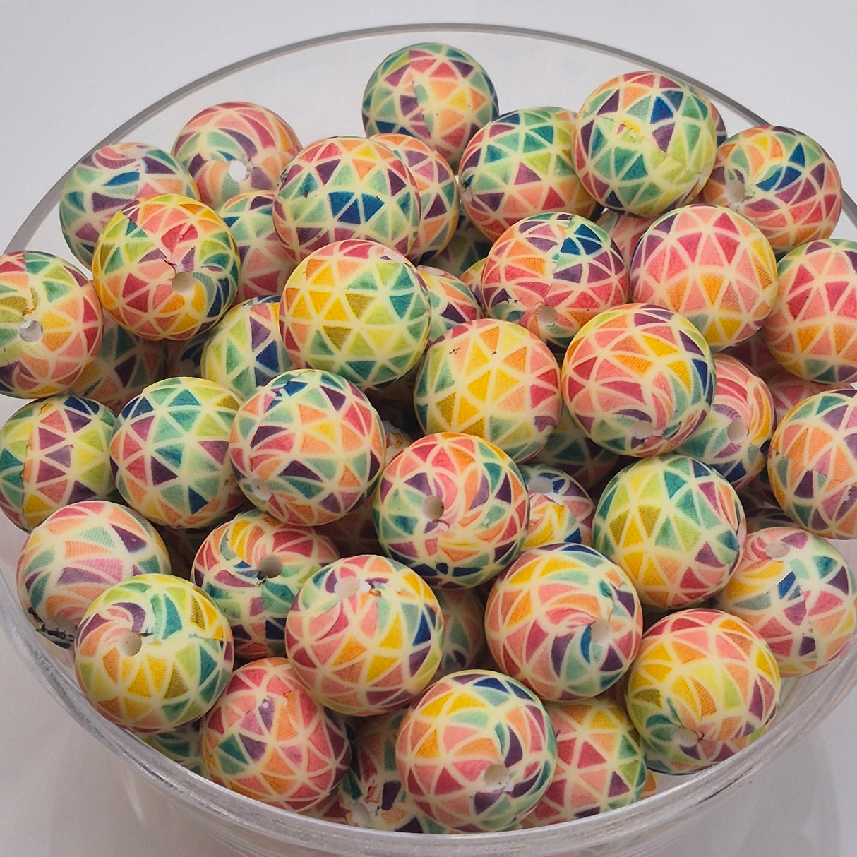 Rainbow Prism Kaleidoscope 15mm Silicone Bead