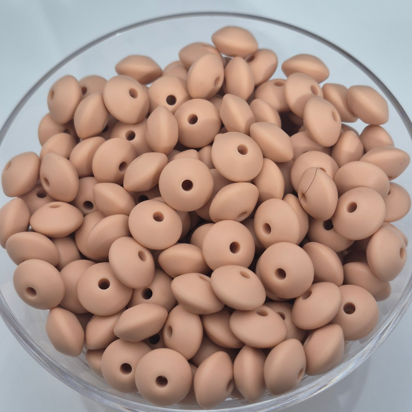 Dusty Peach Lentil 12mm*7mm Solid Silicone Beads