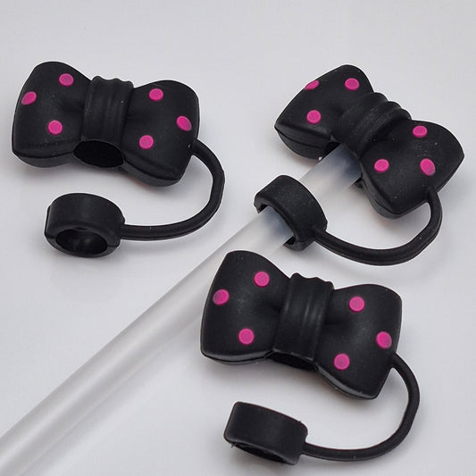 Polk-a-Dot Bow Straw Topper