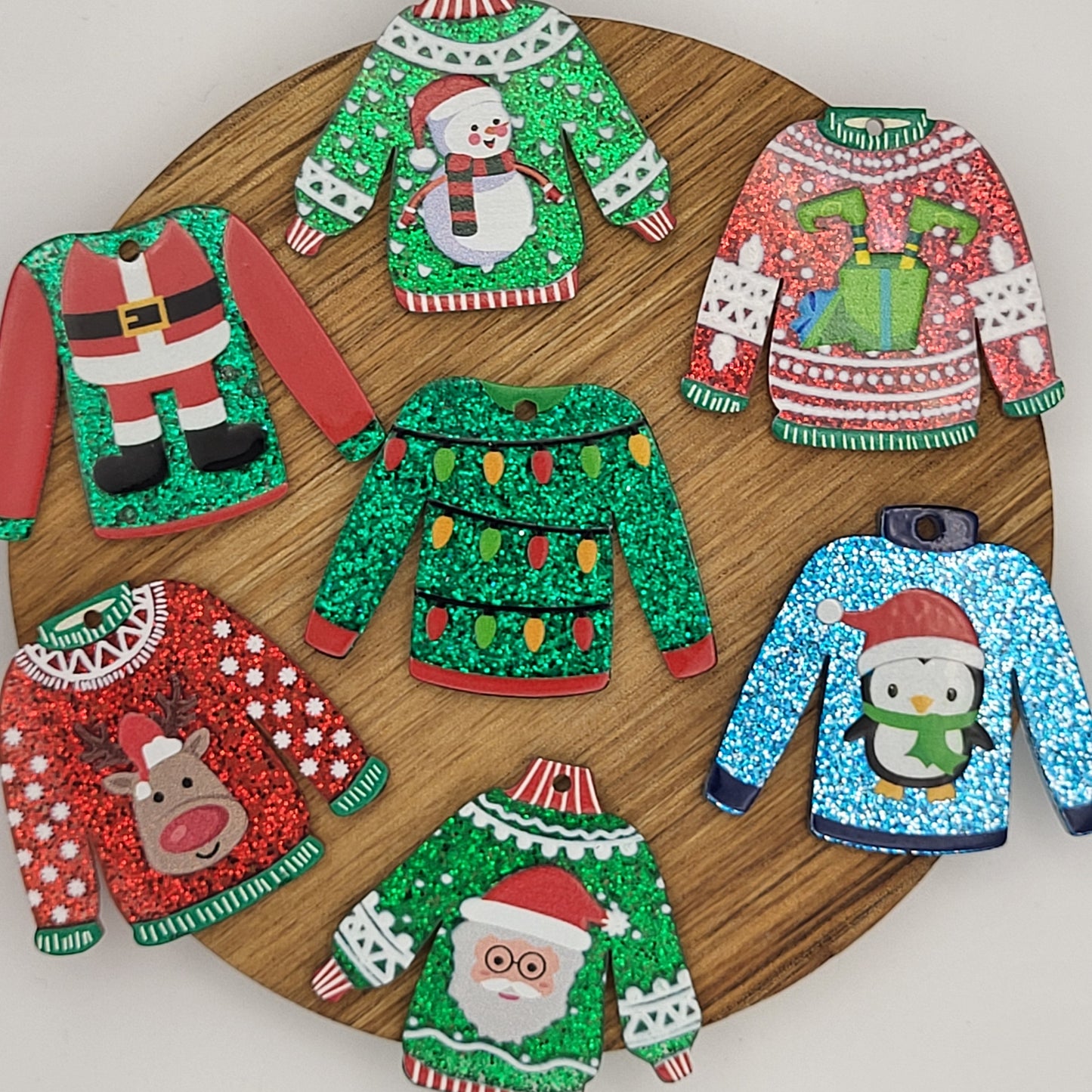 Ugly Christmas Sweater Acrylic Flat Back with Hole
