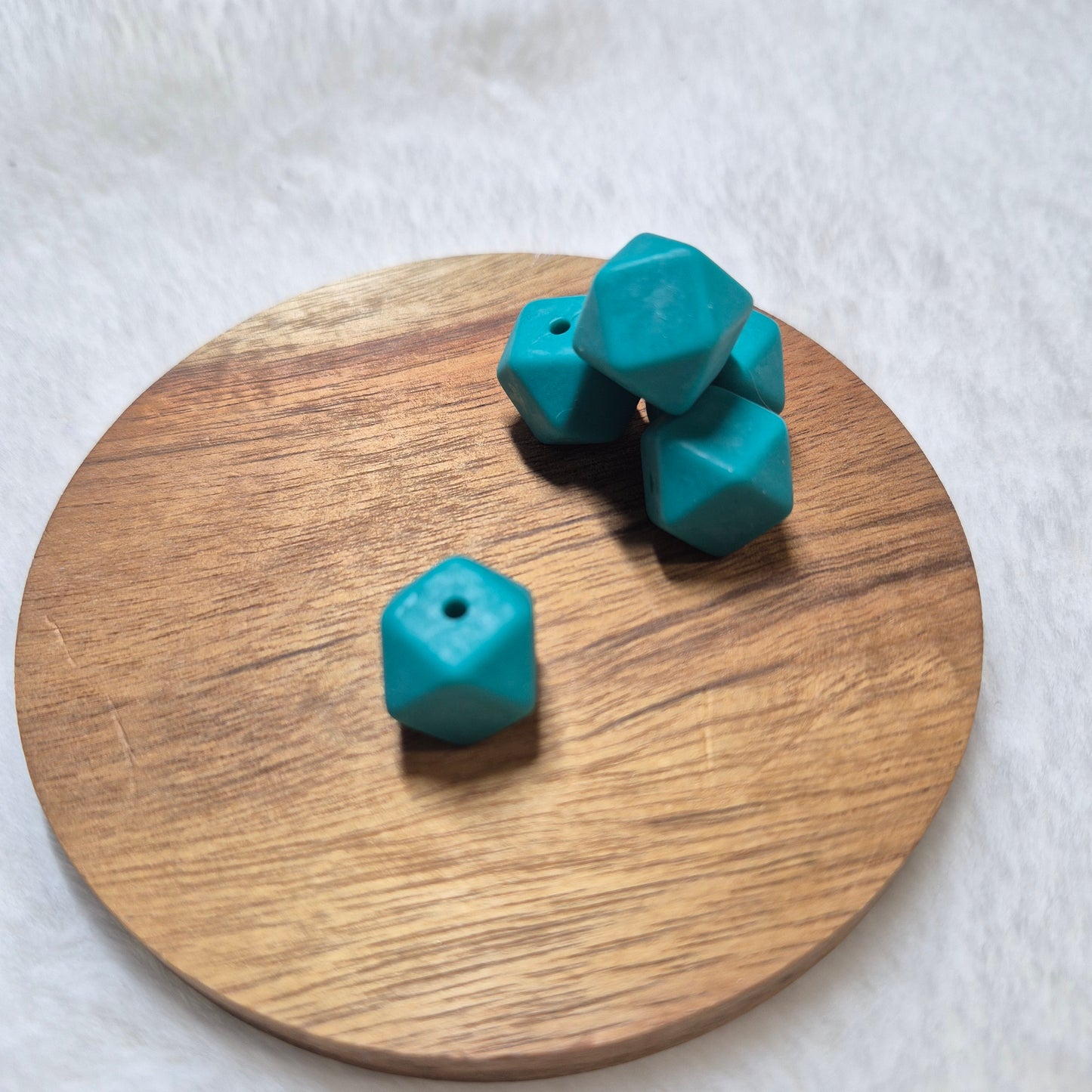 Dark Teal 14mm Hexagon Solid Silicone Beads