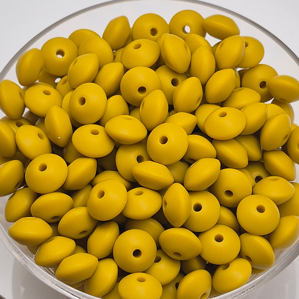 Mustard Lentil 12mm*7mm Solid Silicone Beads