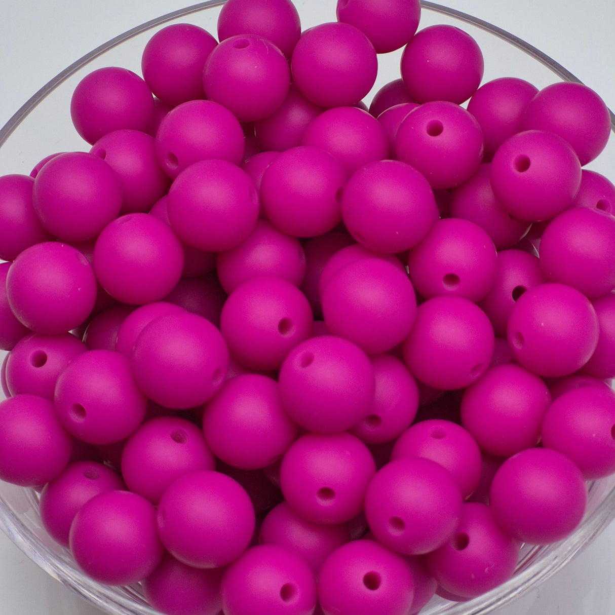 Magenta 12mm Solid Silicone Beads